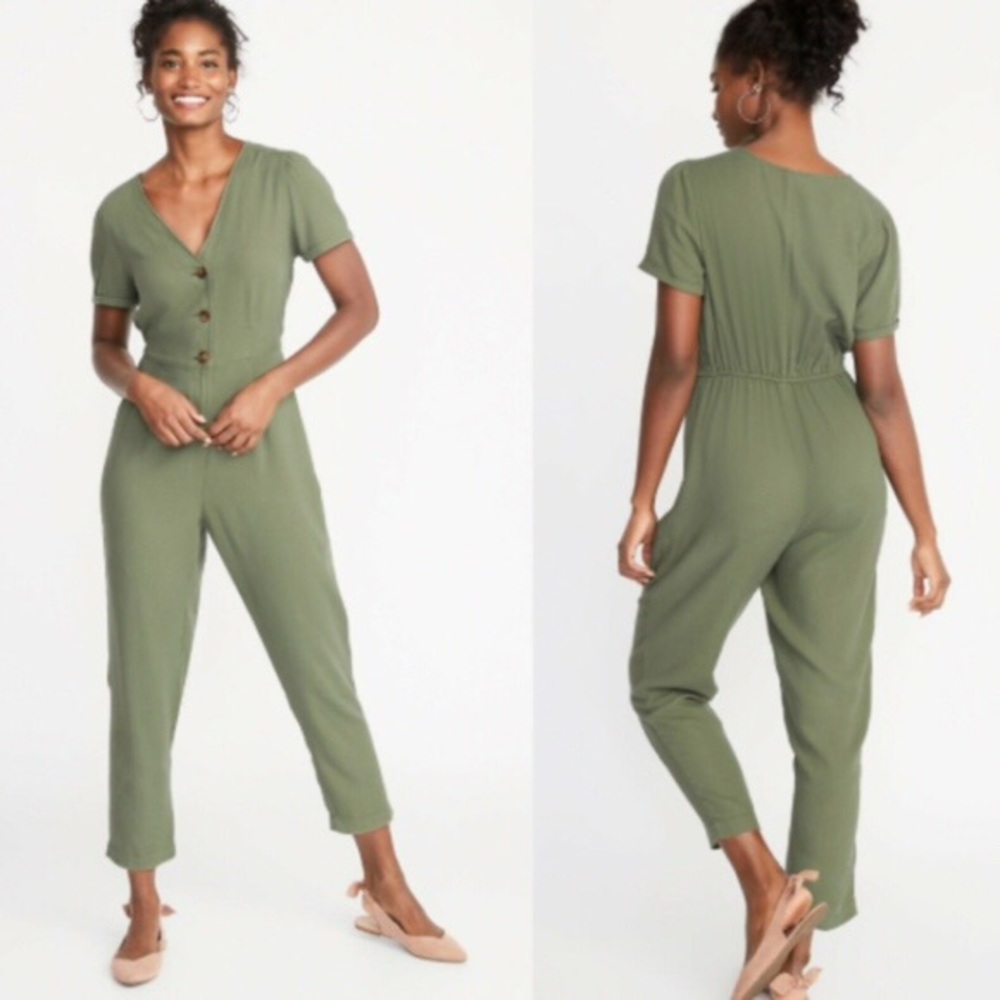 NWT Old Navy Olive Linen Jumpsuit
